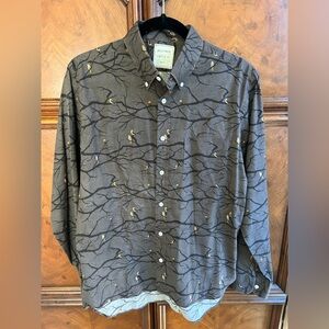 Billy Reid Bird Print Slim Cut Dress Shirt